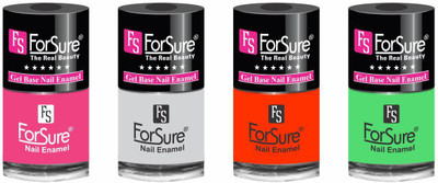 

forsure HD color long lasting matte nail polish (set of 4) unique shades princess pink, white, orange, neon green(Pack of 4)