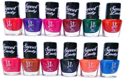 

Sweet Lady Nail Polish Nail Paint Kit Multi color shade Matt Finish Set Of 12 Combo) Multicolor(Pack of 12)
