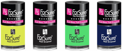 

forsure HD color long lasting matte nail polish (set of 4) unique shades neon yellow, black, neon green, navy blue(Pack of 4)