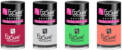 

forsure HD color long lasting matte nail polish (set of 4) unique shades mania pink, white, neon green, hot peach(Pack of 4)
