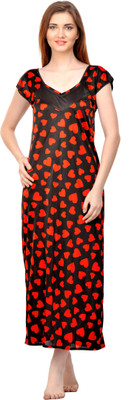 PHALIN Women Nighty(Red, Black)