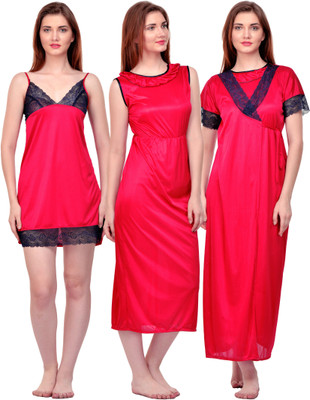 Boosah Women Nighty with Robe(Pink)