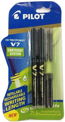 

Pilot Hi-tecpoint V7 cartridge System ( 2 Black Pen+ 4 Black cartridge) Roller Ball Pen(Pack of 6)