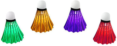 

QUINERGYS ® Dark Night LED Badminton Shuttlecock Birdies Lighting(pack of 3) (multi colours) Feather Shuttle - White(Medium, 77, Pack of 4)