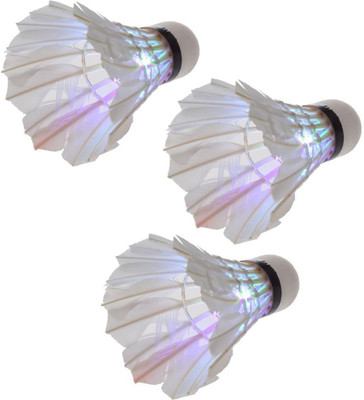 

QUINERGYS ™ Novelty Sport LED Glowing Light-up Badminton Shuttlecock Feather Shuttle - White(Medium, 77, Pack of 3)