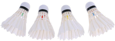 

QUINERGYS ® LED Badminton Shuttlecock Green 4pcs Feather Shuttle - White(Slow (75), use in very hot countries above sea level, 75, Pack of 4)