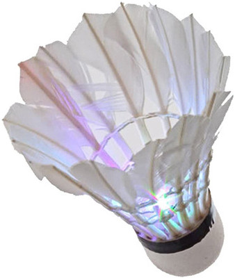 

QUINERGYS ® Dark Night Colorful LED Badminton Feather Shuttlecocks Birdies-Lighter Feather Shuttle - White(Medium slow, 76, Pack of 1)