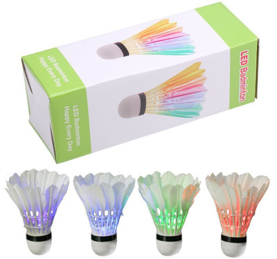 

QUINERGYS ™ Birdies Shuttlecocks LED Badminton Shuttlecock, Night Lighting Feather Shuttle - White(Medium slow, 76, Pack of 4)