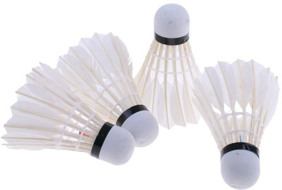 

QUINERGYS ™ 4PCS-On-Off-LED-Lighting-Badminton-Birdies-Shuttlecock Feather Shuttle - White(Medium, 77, Pack of 4)