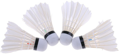 

QUINERGYS ® 4Pcs/Pack Quality Colorful LED Night Lighting Badminton Shuttlecocks Feather Shuttle - White(Medium slow, 76, Pack of 4)