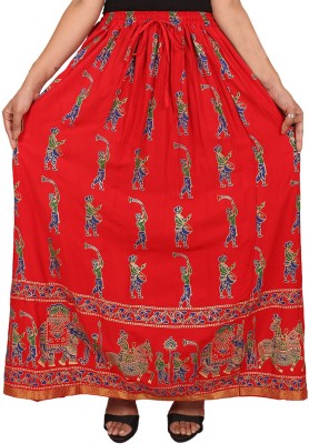 Home Shop Gift Printed Women Straight Red Skirt