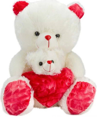 

Fun & Joy White teddy with Baby & Red Heart - 70 cm(White)