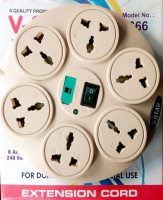 

GR Speciality Products Extension Cord Board Long Wire 666 6 Socket Surge Protector(White)
