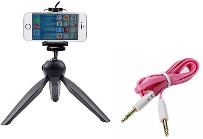 

Rewy Heavy Duty Tripod, Phone and Camera Tabletop Mini Tripod with Cell Phone Clip Holder for iPhone, Smartphones, Gopro, Webcams, Compact Cameras and DSLRs Tripod(Black, Supports Up to 2000 g)