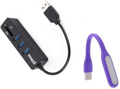 

durReey Set of Multi connectivity USB Hub with Mini Flexible USB LED Light Lamp for Laptop Computer Keyboard Reading Notebook 2EPU9 USB Hub, Led Light(Black, Purple)