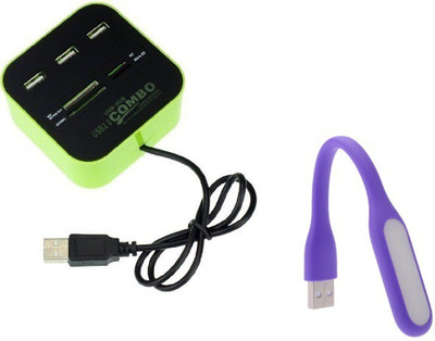 

durReey Set of Multi connectivity USB Hub with Mini Flexible USB LED Light Lamp for Laptop Computer Keyboard Reading Notebook 2EPU5 USB Hub, Led Light(Green, Purple)