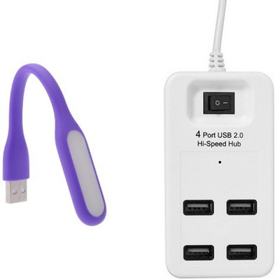 

durReey Set of Multi connectivity USB Hub with Mini Flexible USB LED Light Lamp for Laptop Computer Keyboard Reading Notebook 2EPU13 USB Hub, Led Light(White, Purple)