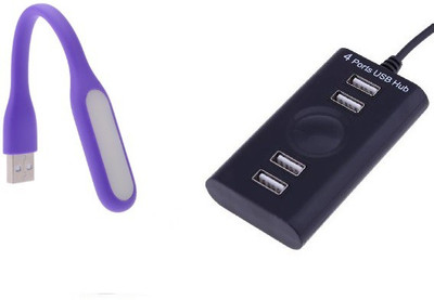 

durReey Set of Multi connectivity USB Hub with Mini Flexible USB LED Light Lamp for Laptop Computer Keyboard Reading Notebook 2EPU8 USB Hub, Led Light(Black, Purple)