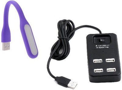 

durReey Set of Multi connectivity USB Hub with Mini Flexible USB LED Light Lamp for Laptop Computer Keyboard Reading Notebook 2EPU12 USB Hub, Led Light(Black, Purple)