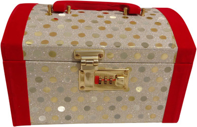 

DP_CRAFT Stylish Multi Color Doted Bnagles Box , Vanity Box Size : 24*15*18 Cm Banggles Box Vanity Box(Golden, Red)