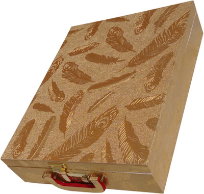 

Haryana Craft 6 Rods Golden Color Bangle Organizer Box Made By Hard Bord Wooden Coated, With Lock System, Size:( 40*12*9 Cm Vanity Box(Multicolor)
