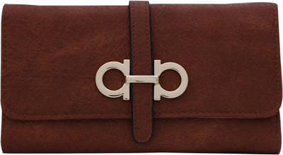 

Bee fashionable Women Brown Artificial Leather Wrist Wallet(12 Card Slots)