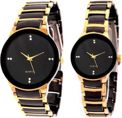 

TUTILE TTCGBIIKBLKGLD01 TUTILE New Stylish GOLD-BLACK Couple WATCH FOR MEN AND WOMEN,Watch for girls and boys Watch - For Couple