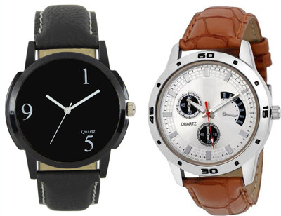 

Freny Exim stylist designer combo pack 2 man and boys formal black round dial and round multi colour dial watch anlog fancy Watch - For Boys