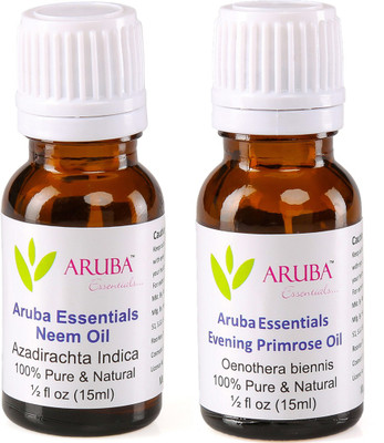 

Aruba Essentials Neem Oil & Evening Primrose Oil 100% Undiluted Combo of 15 ml each(30 ml)