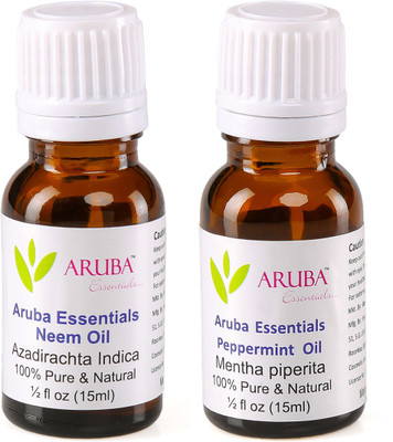 

Aruba Essentials Neem Oil & Peppermint Oil 100% Undiluted Combo of 15 ml each(30 ml)