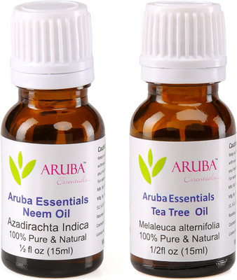 

Aruba Essentials Neem Oil & Tea Tree Oil 100% Undiluted Combo of 15 ml each(30 ml)