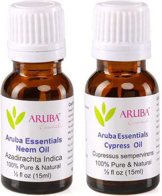 Aruba Essentials Neem Oil & Cypress Oil 100% Undiluted Combo of 15 ml each(30 ml)