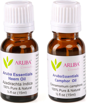 

Aruba Essentials Neem Oil & Camphor Oil 100% Undiluted Combo of 15 ml each(30 ml)