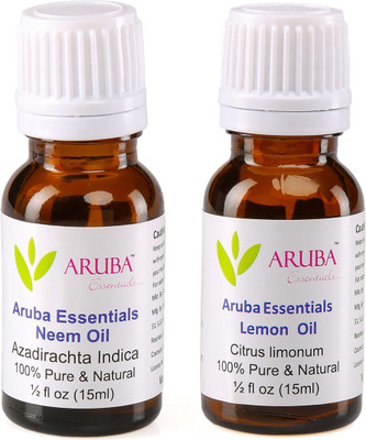 

Aruba Essentials Neem Oil & Lemon Oil 100% Undiluted Combo of 15 ml each(30 ml)