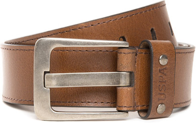 U.S. Polo Assn Men Brown Genuine Leather Belt, Dark brown