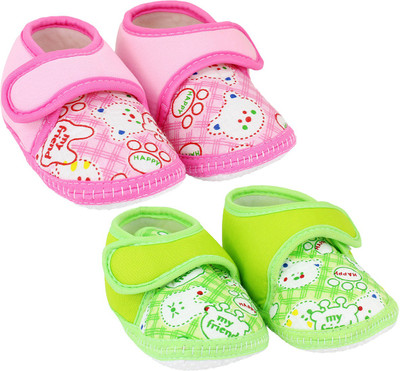 

Neska Moda Bear 0 To 12 Month Baby Booties(Toe to Heel Length - 12 cm Pink, Green), Green;pink