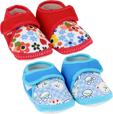 

Neska Moda Floral 0 To 12 Month Baby Booties(Toe to Heel Length - 12 cm Red, Blue), Blue;red