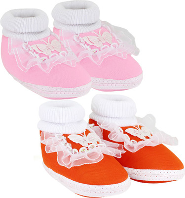 

Neska Moda 0 To 12 Month Set Of 2 Baby Booties(Toe to Heel Length - 12 cm Orange)