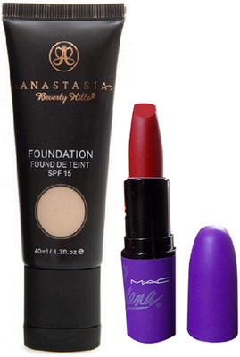 

anastasia Foundation Fond De Teint SPF 15,Matte Finish selena lipstick(Set of 2)