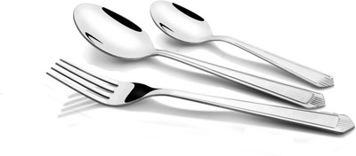 KOKO Jazz Stainless Steel Stainless Steel Cutlery Set [Content : 6 pcs Dinner Spoon, 6 pcs Dinner fork & 6 pcs Tea spoon ] (Pack of 18) Stainless Steel Cutlery Set(Pack of 18)