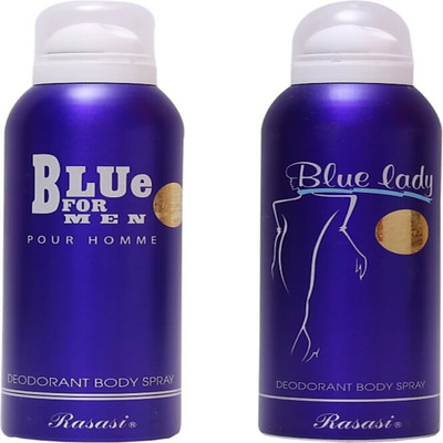 

Rasasi BLUE LADY AND BLUE FOR MEN Deodorant Spray - For Men & Women(400 ml, Pack of 2)