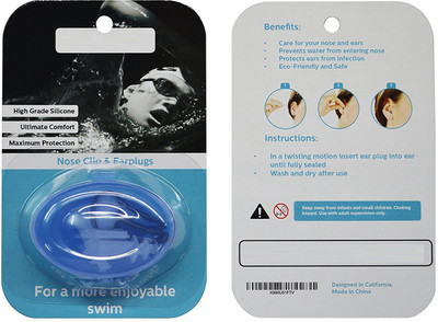 

QUINERGYS ™ Water Blue - Start Smart Soft Silicone Nose Clip & Ear Plugs Set for Swimming (with Case) | Comfortable for Adults & Kids | Universal, One Size Fits Most Ear Plug & Nose Clip(Blue)
