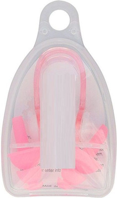 

QUINERGYS ® Baby Pink - Soft Silicone Swim Nose Clip+Ear Plugs Set for Swimming Comfortable for Adults & Kids Ear Plug & Nose Clip(Pink)