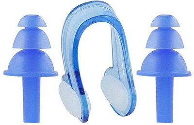 

QUINERGYS ® Dense Blue - Reusable Soft Silicone Swimming Earplugs and Nose Clip Swimming Ear Nose Protector Sets Packaged by Transparent Plastic Box Ear Plug & Nose Clip(Blue)