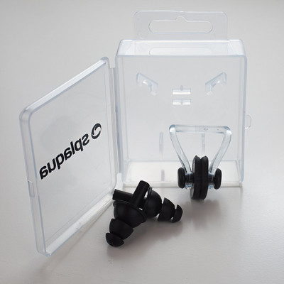

QUINERGYS Â® Onyx - Waterproof Silica Gel Swimming Earplugs Nose Clip Multi-color Box Package Ear Plug & Nose Clip(Black)