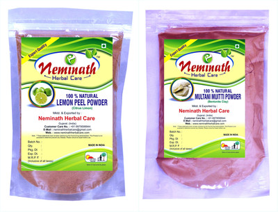 

Neminath Herbal Care 100% Natural Lemon Peel (Citrus Limon) Multani Mitti (Fullers Earth) Powder For Perfect Oil Balance Naturally (Pack Of 2) (200 Grams)(200 g)