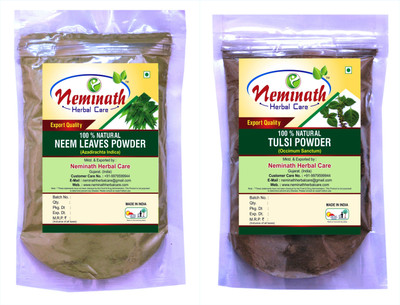 Neminath Herbal Care 100% Natural Neem Leaves (Azadirachta Indica) Tulsi Leaves (Ocimum Sanctum) Powder For Pimple Free Clear Skin Naturally (Pack Of 2) (200 Grams)(200 g) Flipkart