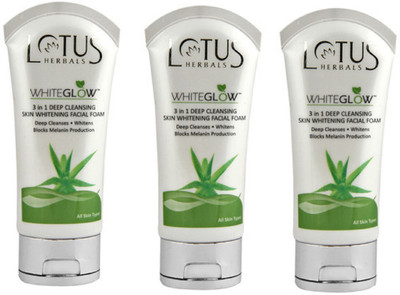 

Lotus Herbals White glow 3-in-1 Deep Cleansing Skin Whitening Facial Foam (Pack of 3) Face Wash(50 g)