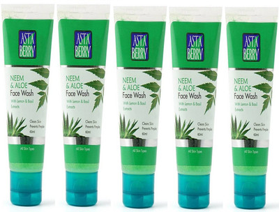 

Astaberry Neem & Aloe Face wash (With Lemon & Basil Extracts)Pack of 5 Face Wash(300 ml)