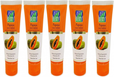 

Astaberry Papaya Face wash 100ml(With Carrot & Soya Protein Extract) Pack of 5 Face Wash(500 ml)